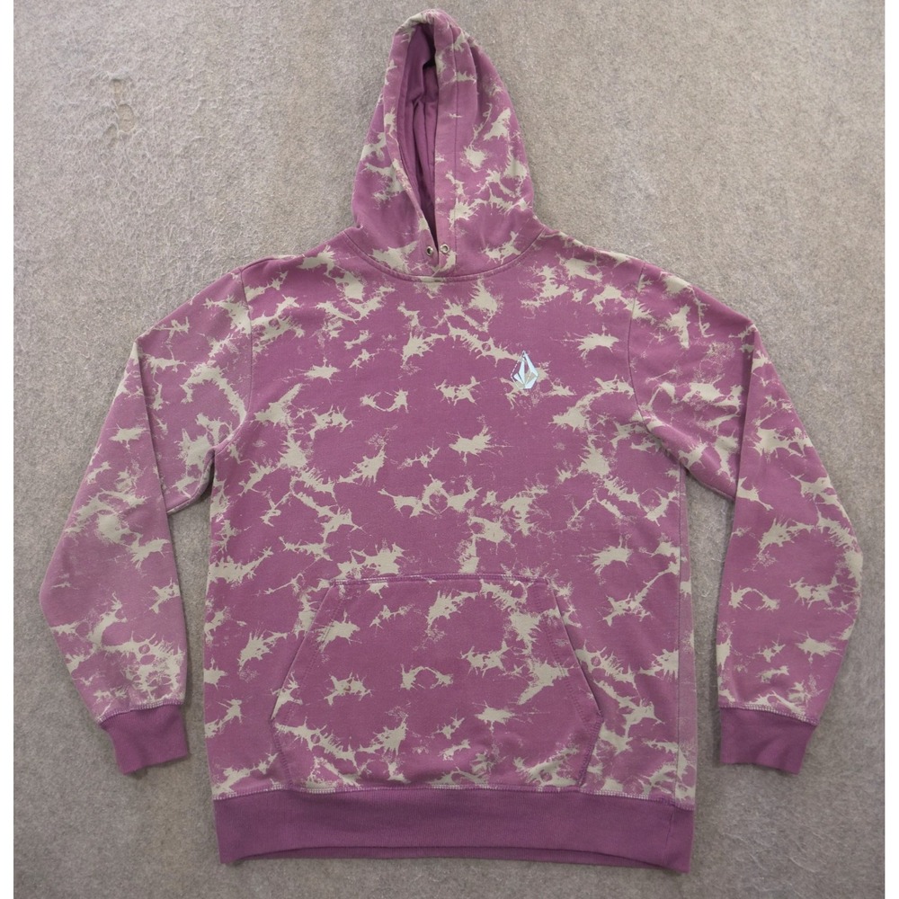 Volcom Hoodie Sweatshirt Mens Large Purple Pullover Fleece Camo Hooded